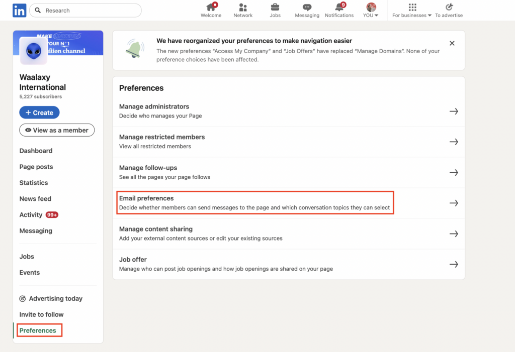 Send a message to a company on LinkedIn 