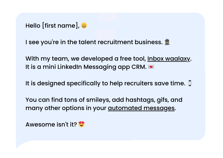 LinkedIn emojis sample message.