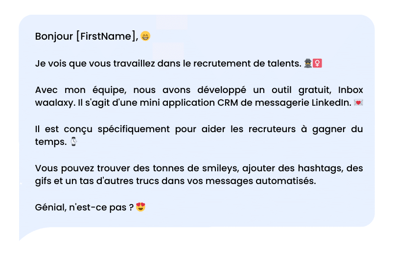 Message privé avec Emoji LinkedIn