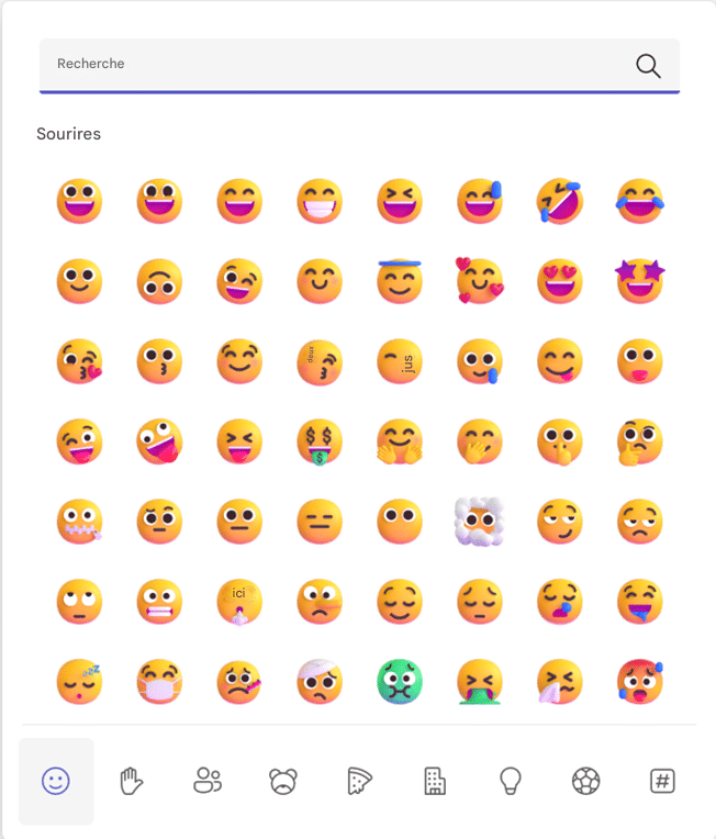 Menu pour choix des emojis LinkedIn.