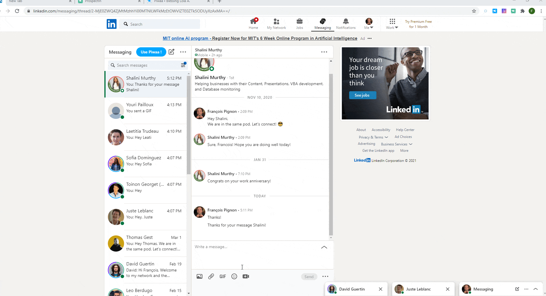 linkedin messaging down