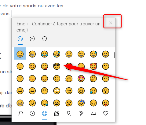 raccourci clavier emoji ouvert