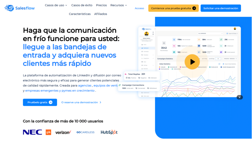 herramientas de automatización LinkedIn - Salesflow