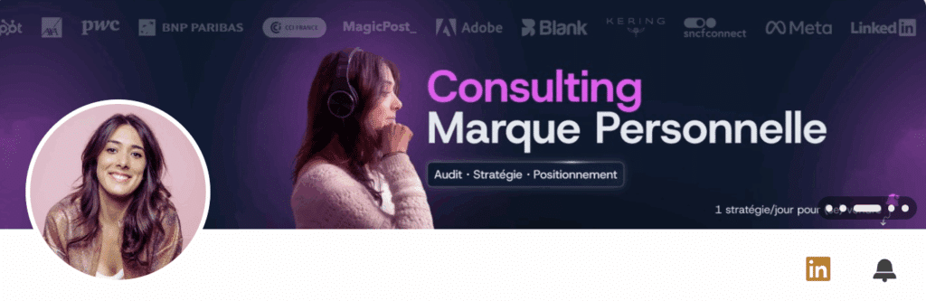 Exemple bannière LinkedIn Caroline Mignaux