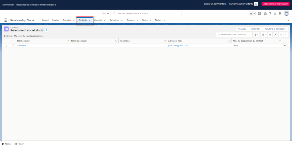 selectionner les contacts sur salesforce