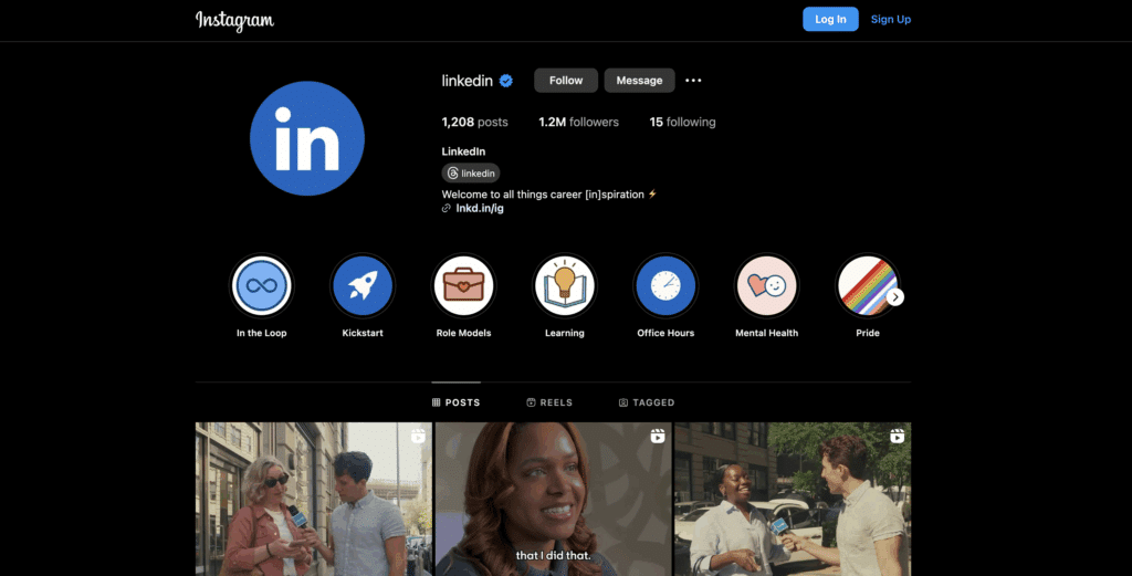 Contact LinkedIn on Instagram