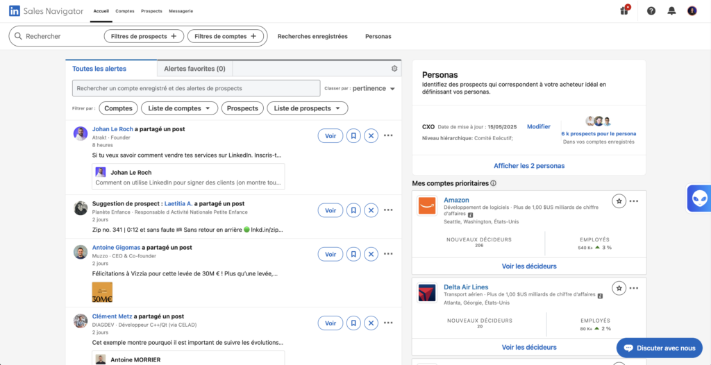 LinkedIn Sales Navigator : Les alertes personnalisées.