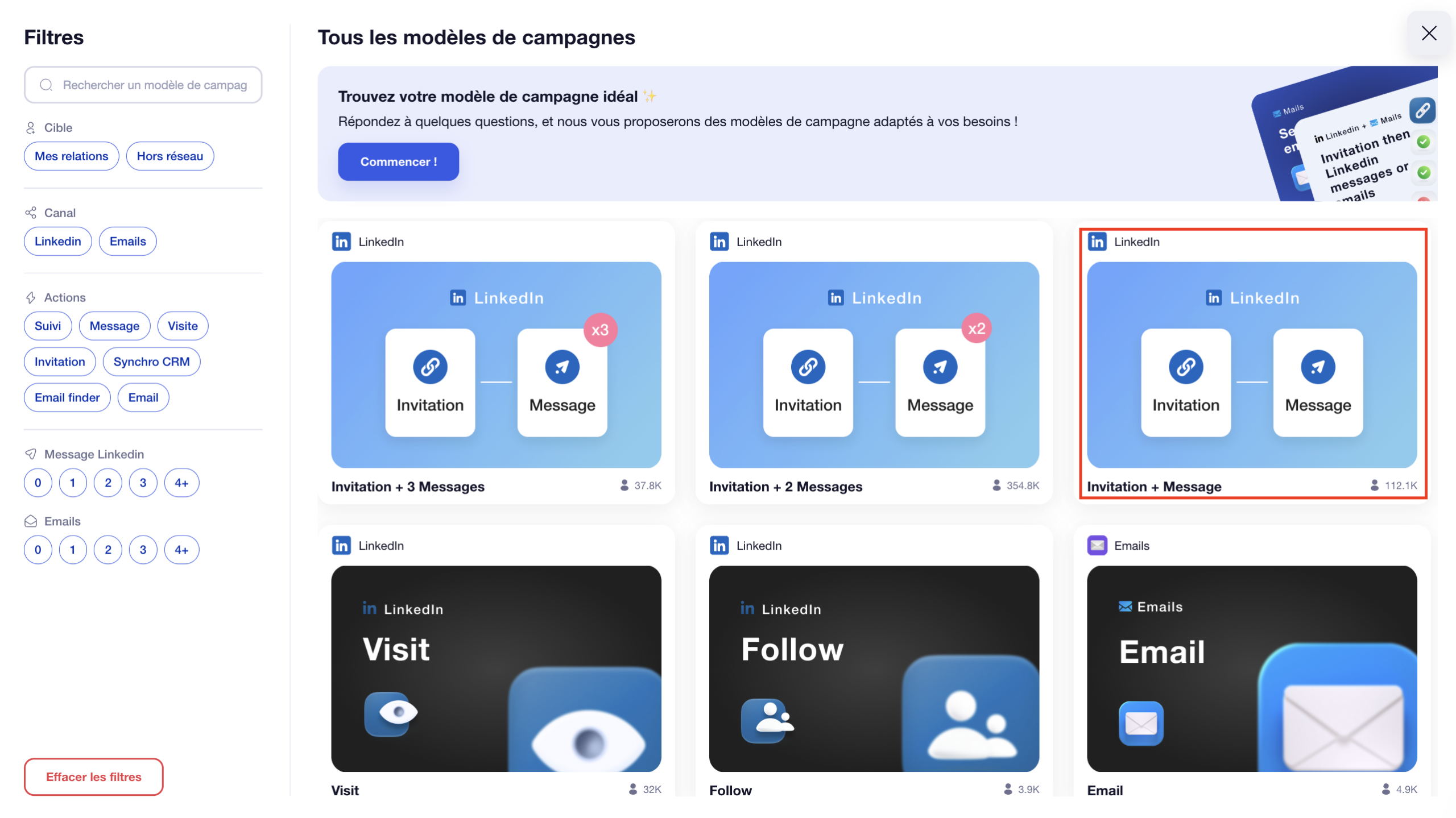 Séquence Waalaxy Invitation + Message