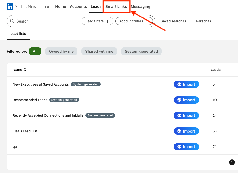 LinkedIn Sales Navigator et LinkedIn Smart Links et Teamlinks.