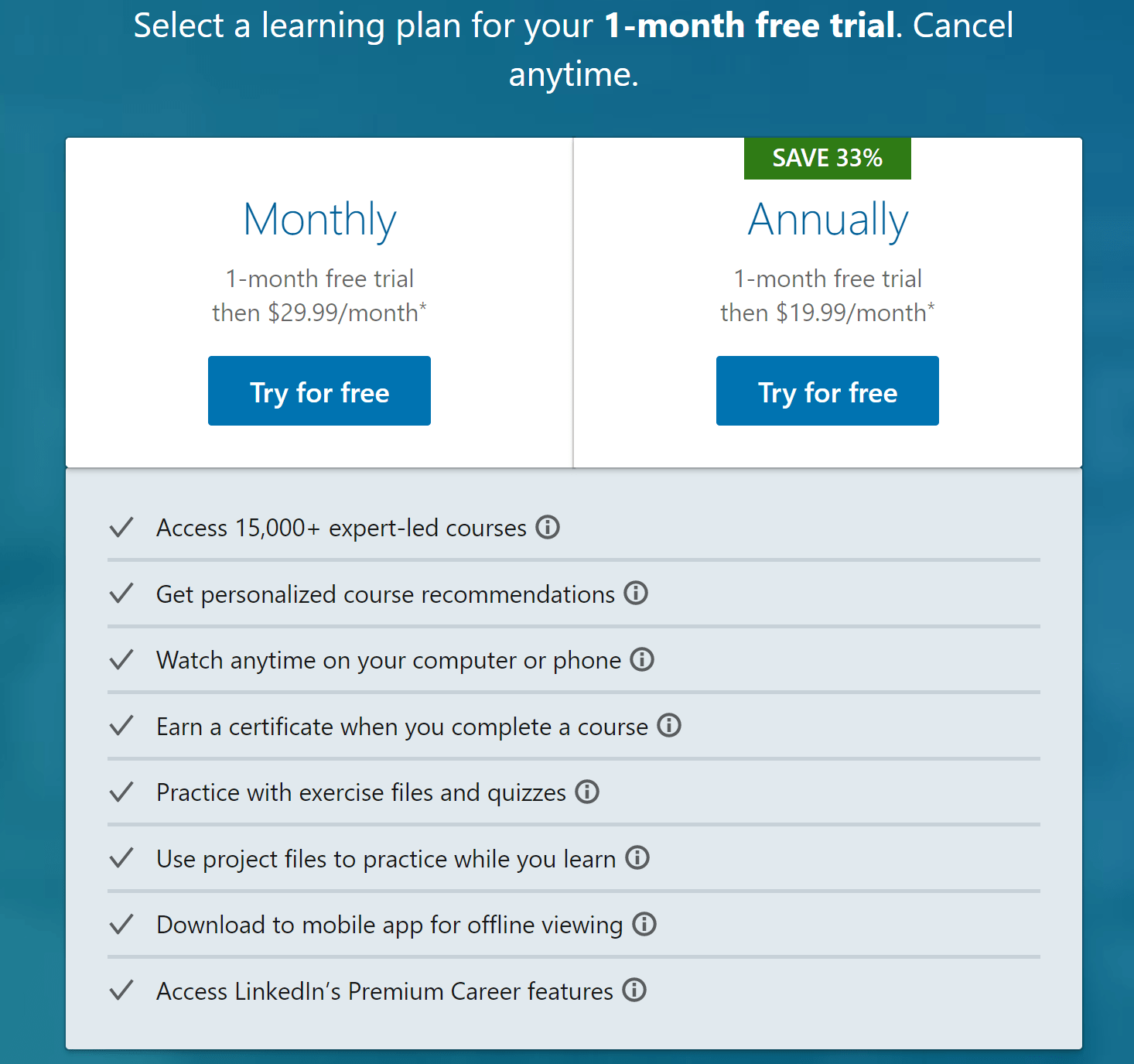 linkedin learning fee