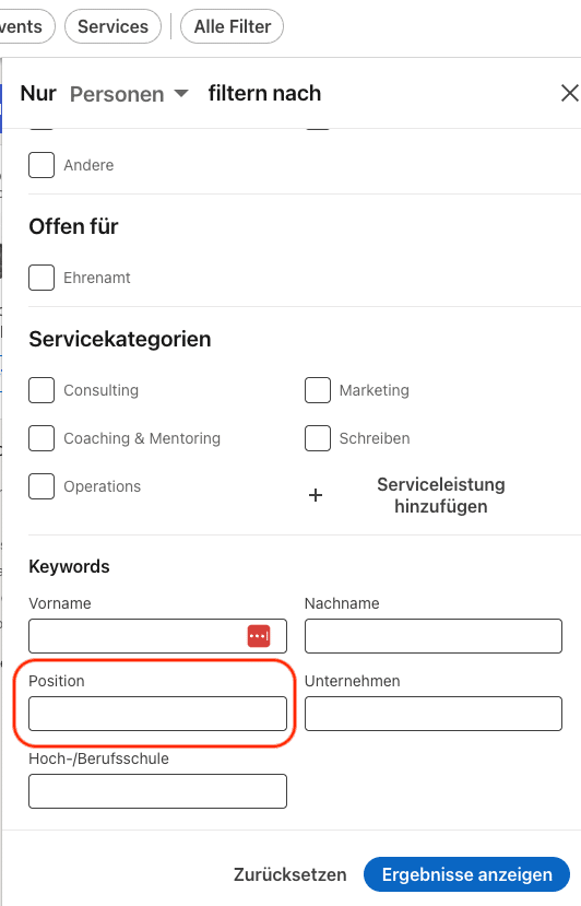 Verwenden Sie „Position“, um Ihren Interessenten zu qualifizieren