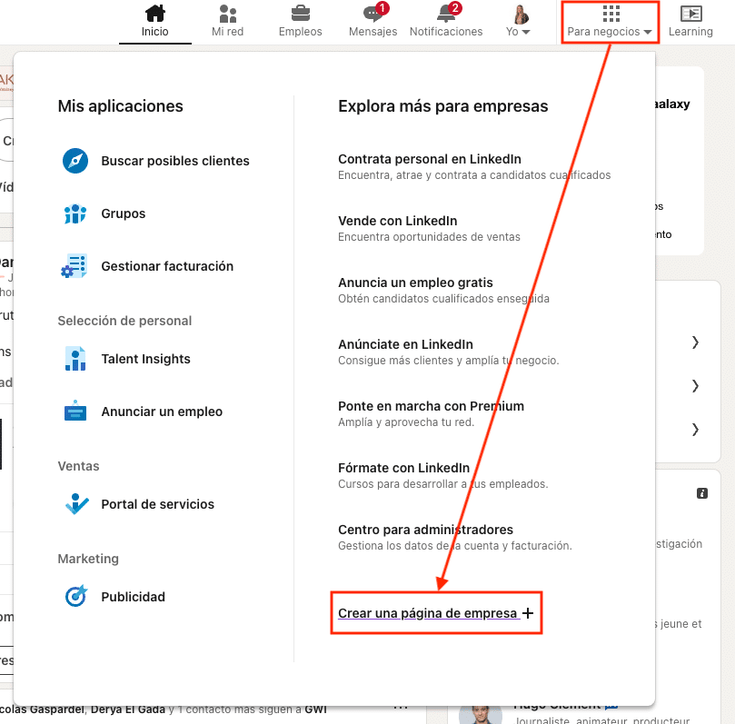 Crear une pagina linkedin para empresa