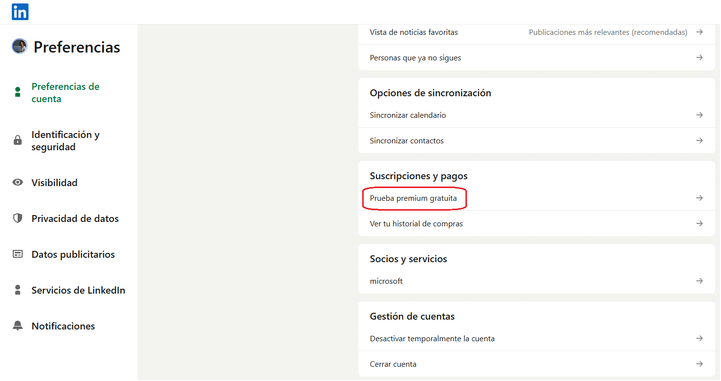 suscribirse a LinkedIn Premium