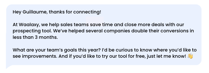 Automatic LinkedIn message