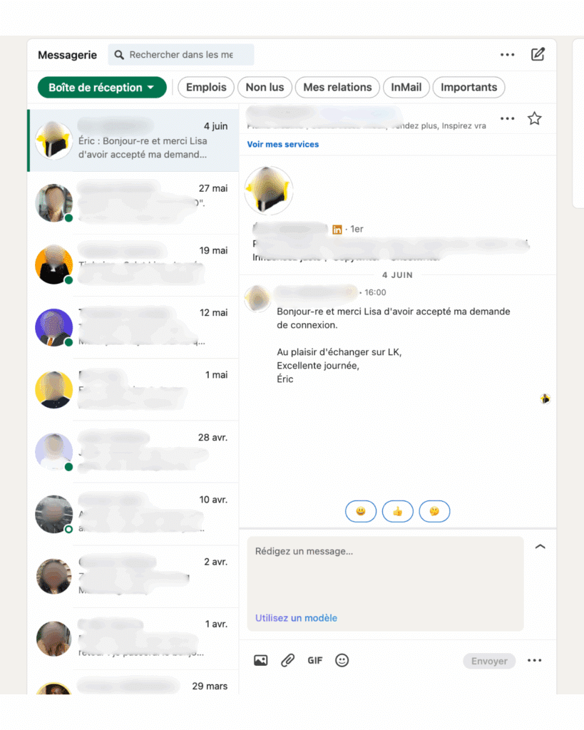 Exemple message de remerciement LinkedIn