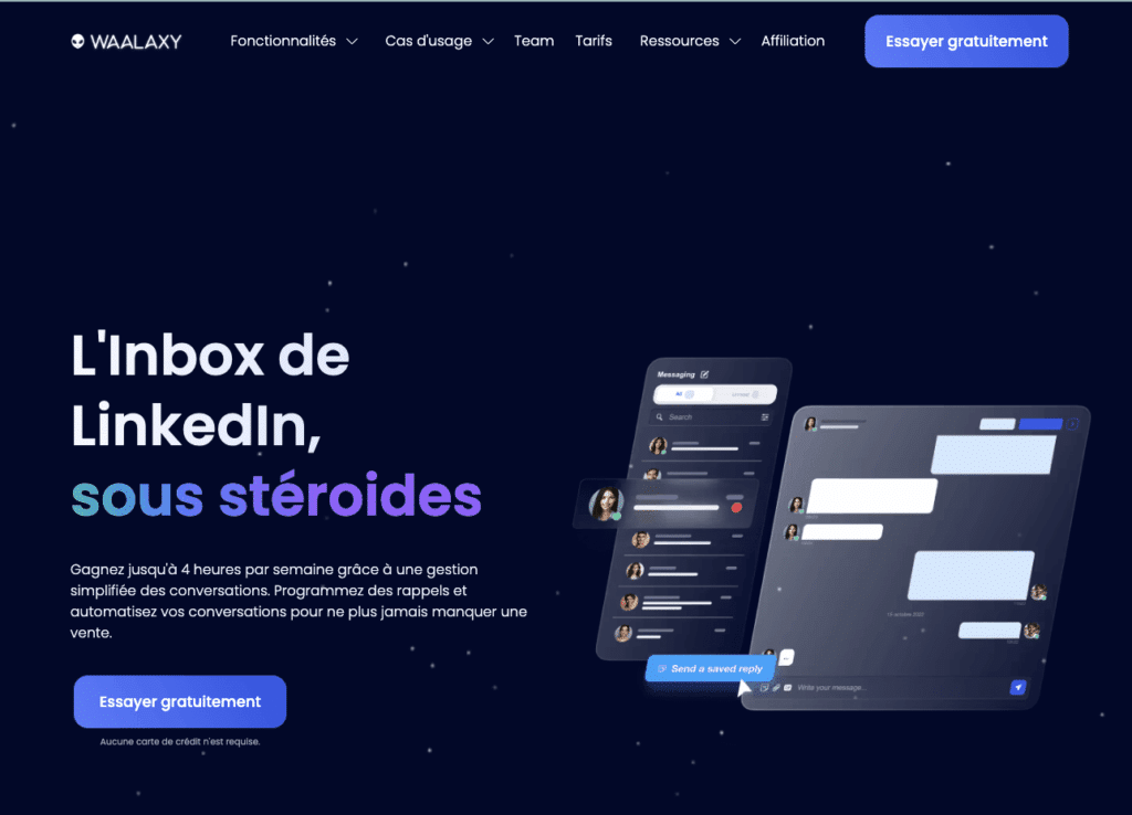 Waalaxy inbox voor bedankberichten