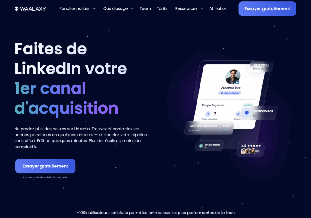 Waalaxy pour automatiser messages de remerciement