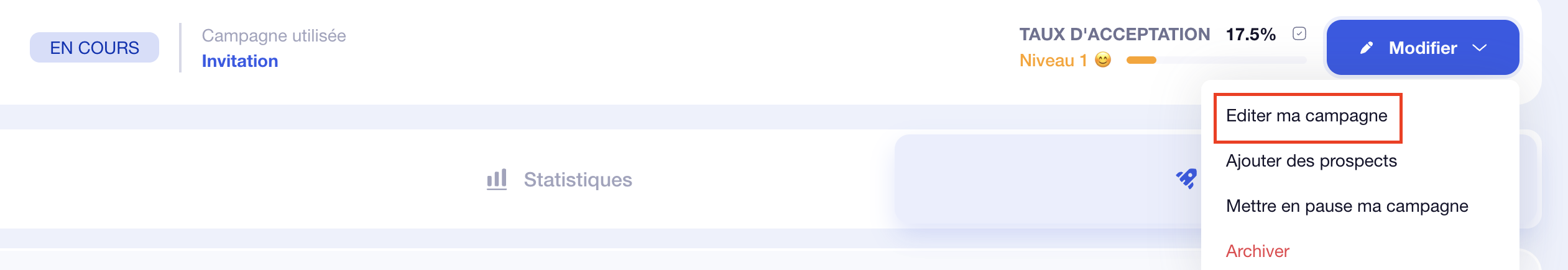 campagne Waalaxy éditer ma campagne