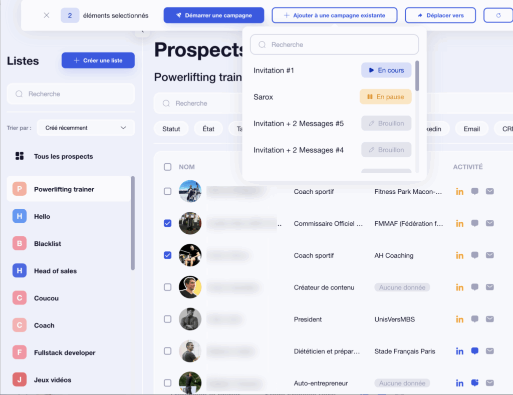 campagne Waalaxy importer Waalaxy dans une campagne déjà existante