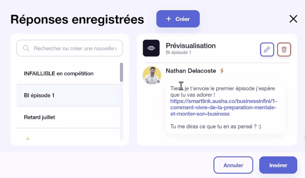 Respostas salvas no Waalaxy