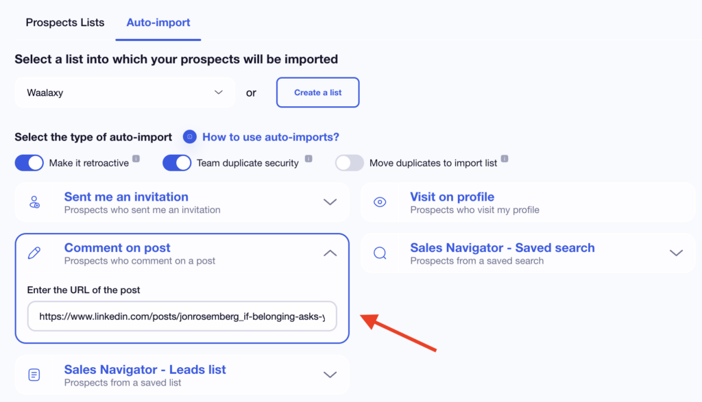 scrape LinkedIn profiles comment on post Waalaxy