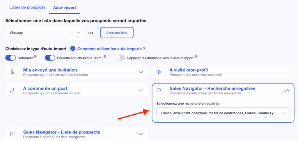 scraper profil LinkedIn Sales navigator, recherche enregistrée