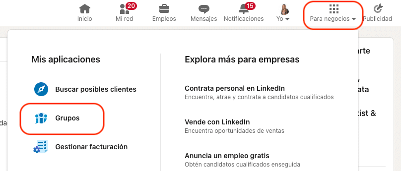 crear un grupo sobre linkedin step 1