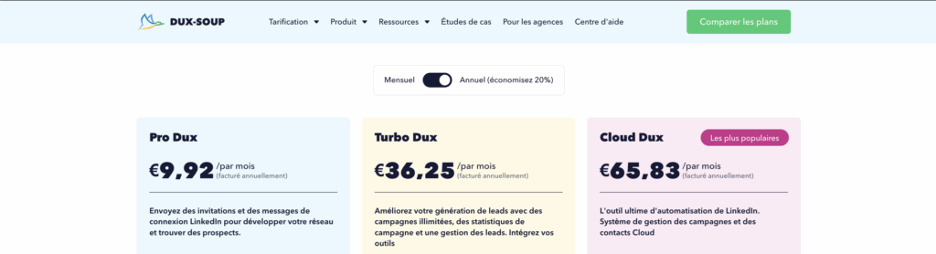 Duxsoup prix particulier