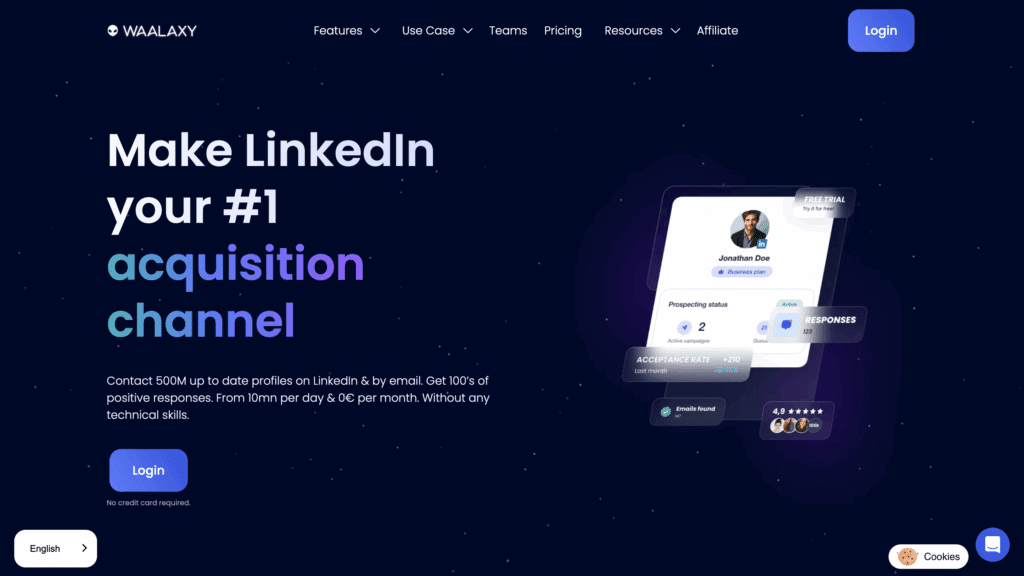 Waalaxy home LinkedIn prospecting
