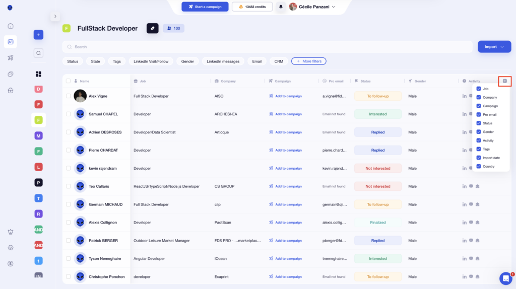 Customize your Waalaxy dashboard 