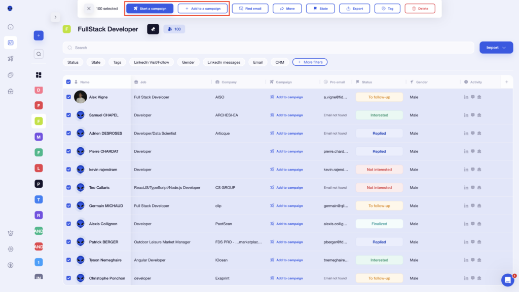 Add prospects to a campaign 