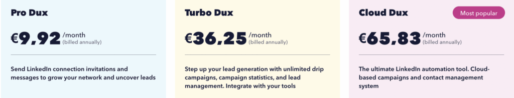 Duxsoup individual rates