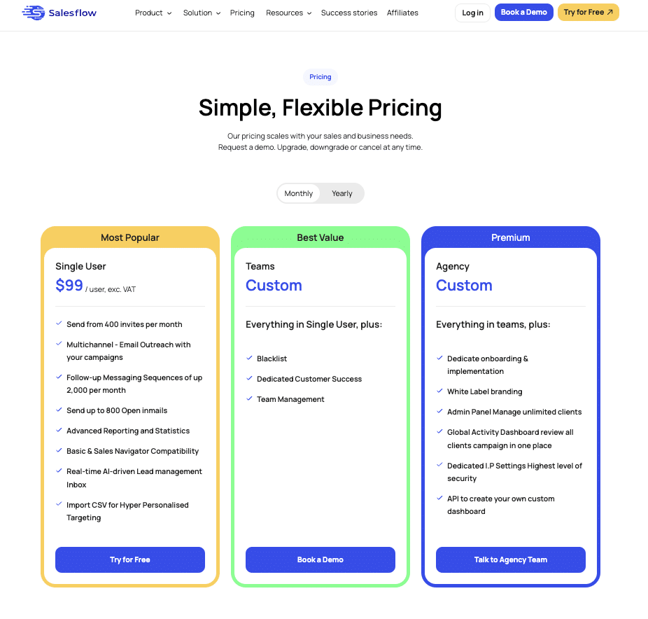 Tarifas de Salesflow
