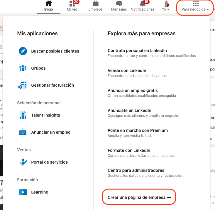crear pagina empresa linkedin step 1