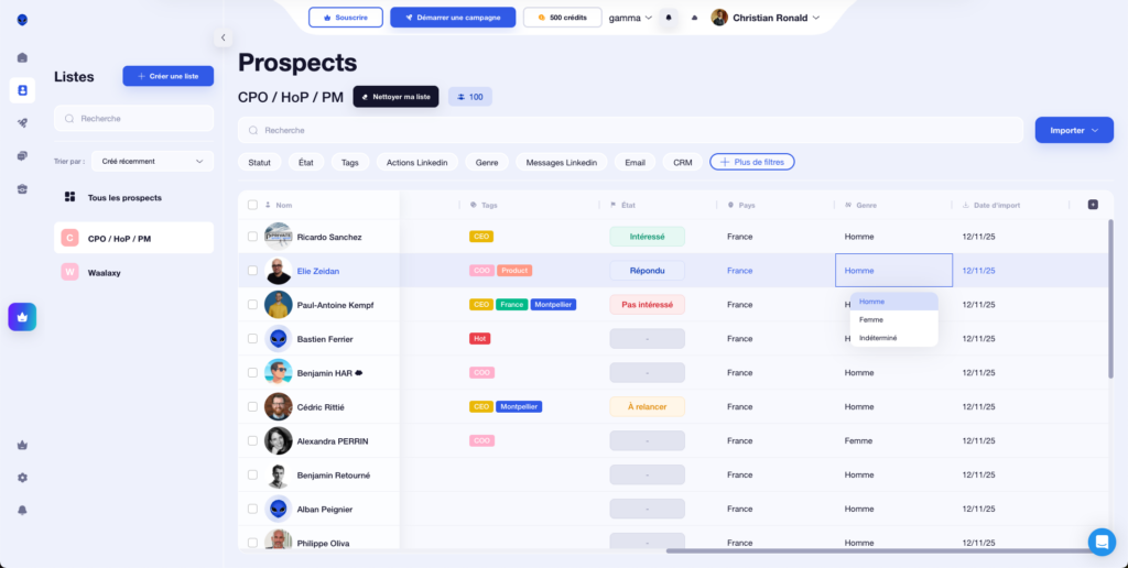 Add new data to your Waalaxy dashboard 