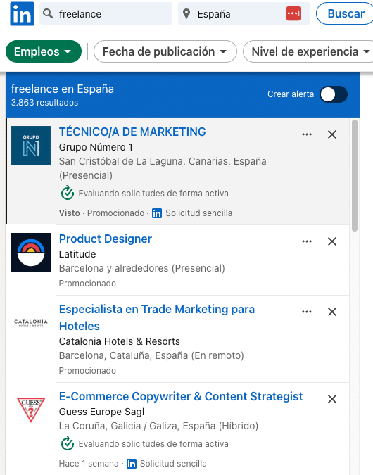 Búsqueda en Indeed para conseguir clientes siendo freelance