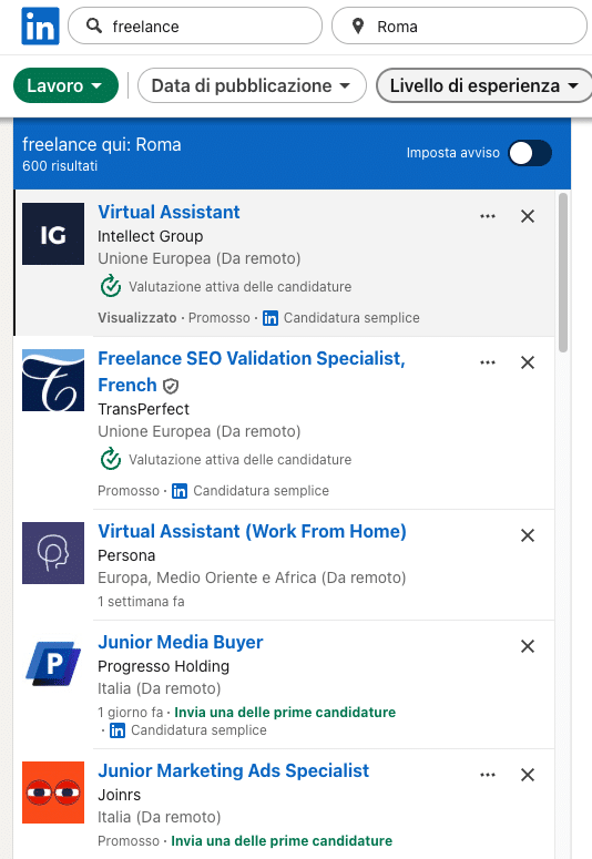 ottenere clienta da freelance con ricerca linkedin