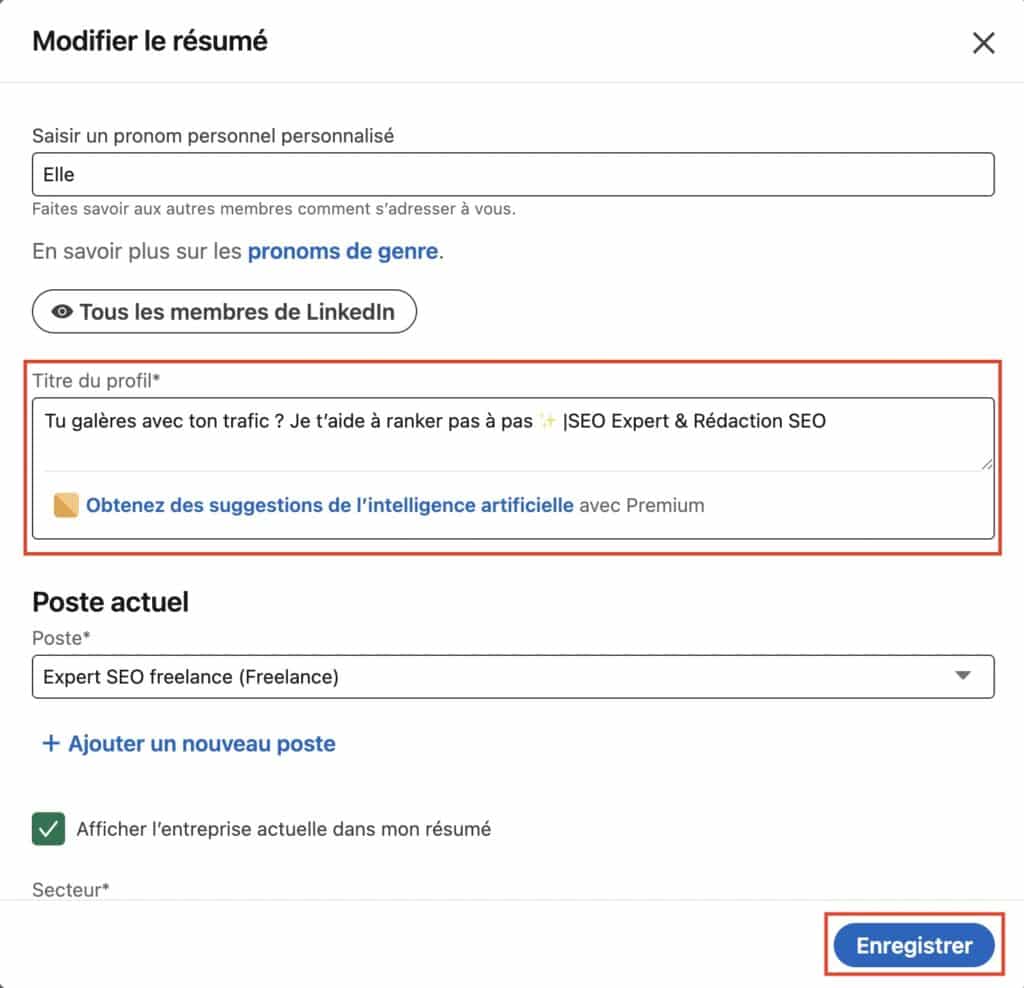 Comment changer un job title sur linkedIn