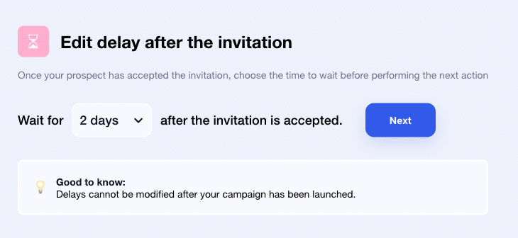 Campaign with Message on Waalaxy and modification of the invitation deadline