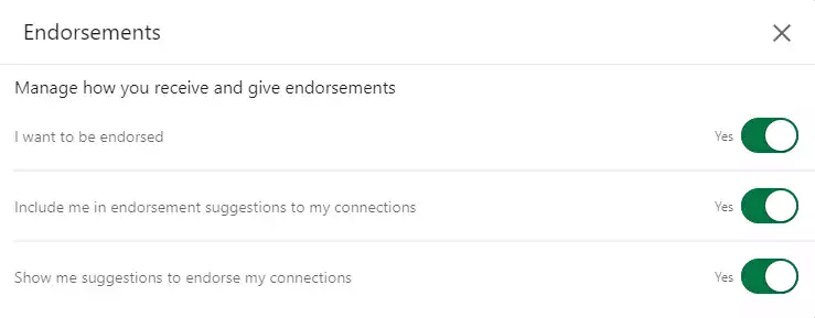 hide how to endorse on LinkedIn