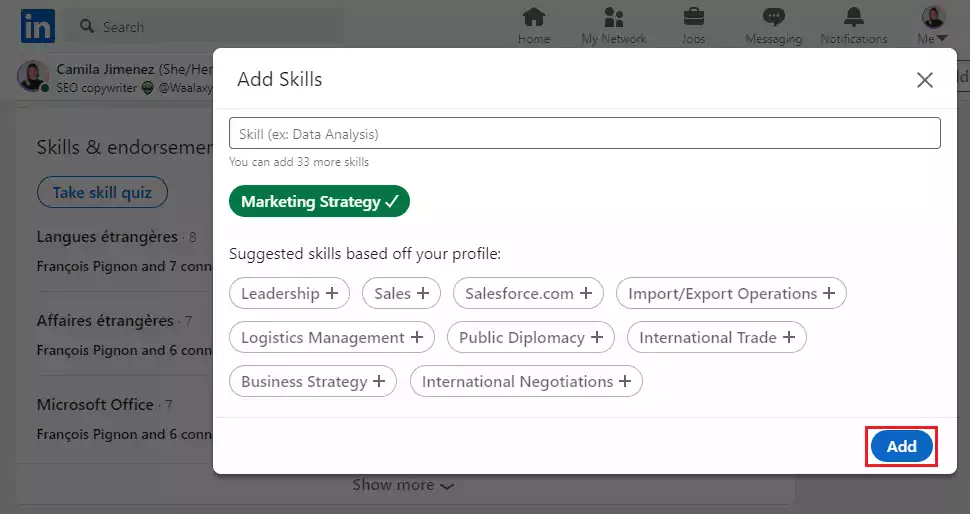 add skills on how to endorse on LinkedIn