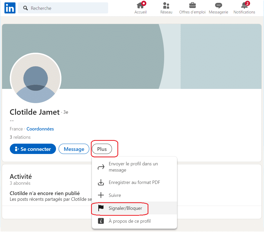 bloquer sur linkedin