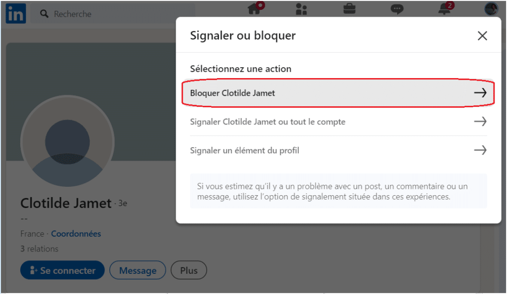 comment bloquer sur linkedin