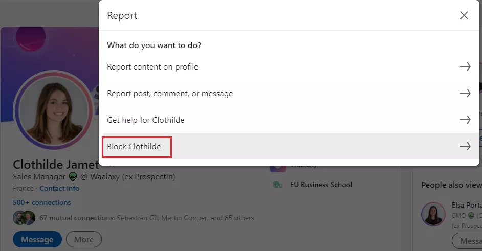 block report LinkedIn