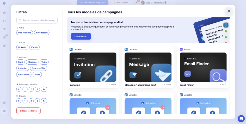 waalaxy modèles de campagnes personnalisées