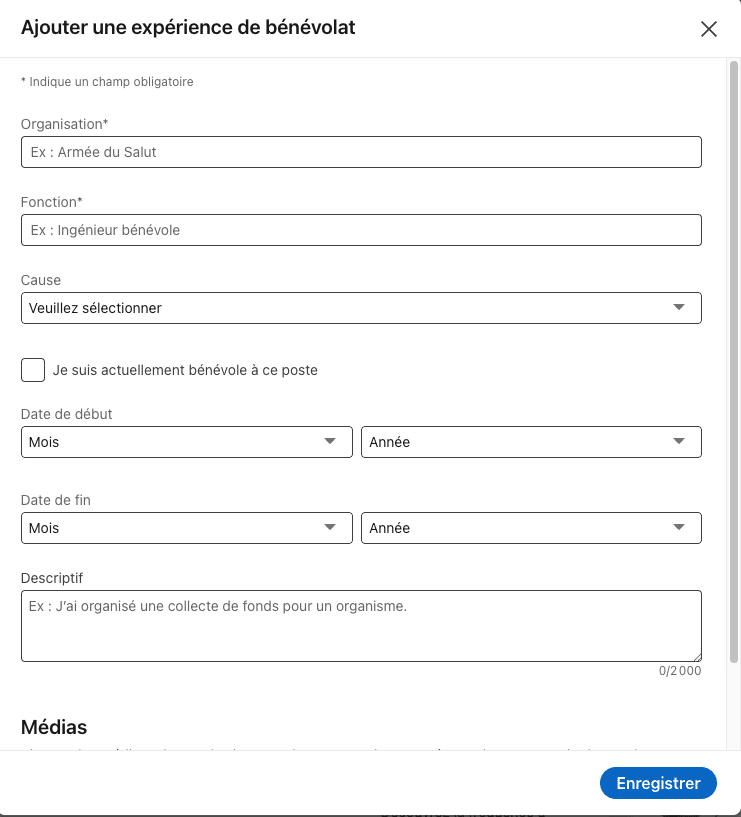 ajouter bénévolat LinkedIn tuto 2
