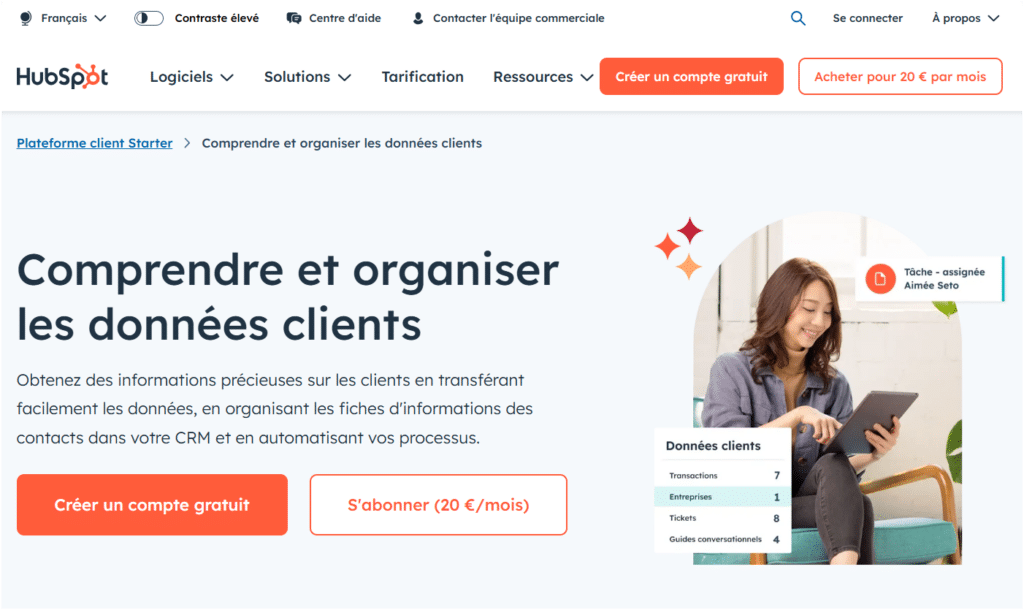 Logiciel base de données gratuit Hubspot