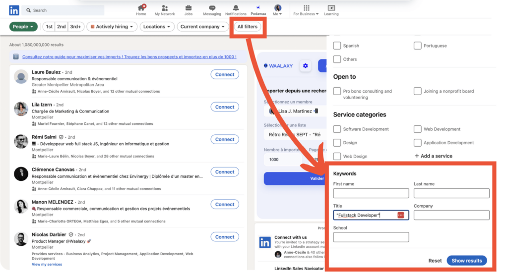 Basis data prospek LinkedIn