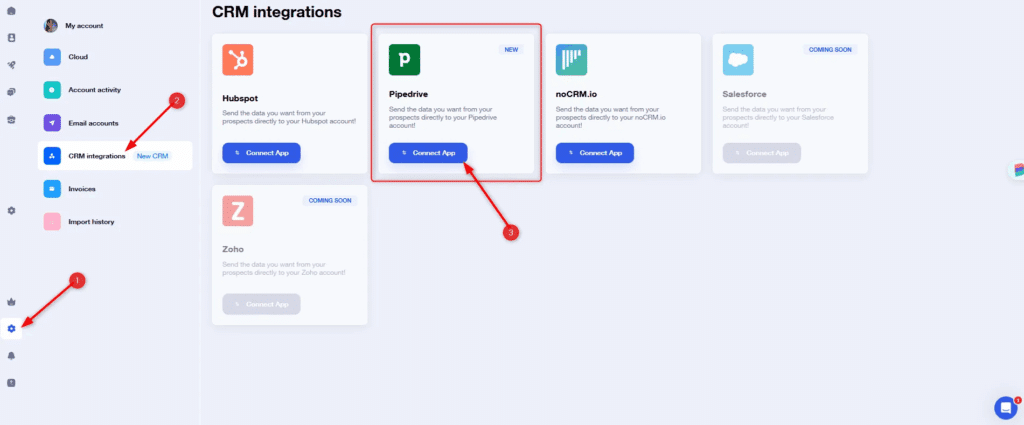 sincronizar o Waalaxy com o Pipedrive