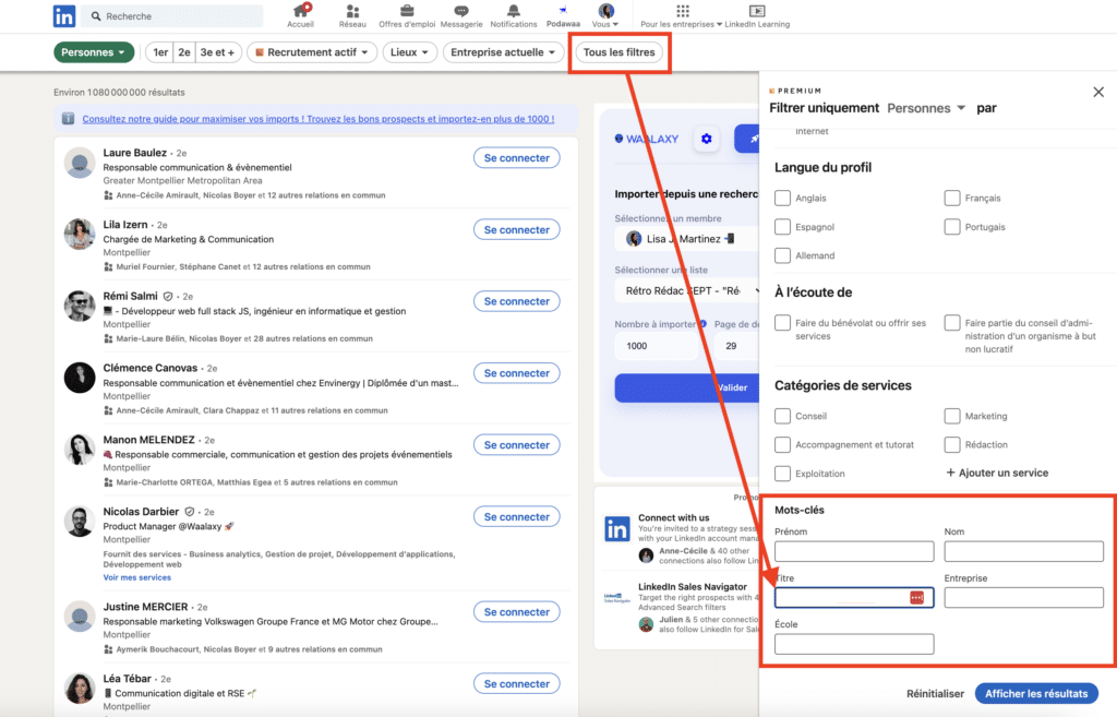 Rechercher et trouver la cible d'une stratégie de contenu LinkedIn.